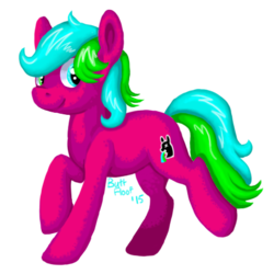 Size: 502x501 | Tagged: safe, artist:dreaminqheart, oc, oc only, earth pony, pony, heterochromia, lineless, raised hoof, raised leg, signature, simple background, solo, transparent background