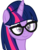 Size: 4600x5914 | Tagged: safe, artist:slb94, twilight sparkle, g4, absurd resolution, alternate character interpretation, alternate hairstyle, bust, cute, female, glasses, mare, simple background, smiling, solo, transparent background, vector