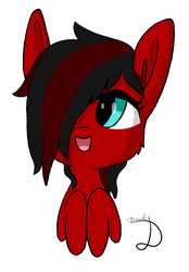 Size: 666x959 | Tagged: safe, artist:devil dash, oc, oc only, oc:devil dash, earth pony, pony, cute, drawing, hair over one eye, photoshop, red and black oc, simple background, solo, white background