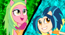 Size: 1024x549 | Tagged: safe, artist:gouhlsrule, indigo zap, lemon zest, equestria girls, g4, my little pony equestria girls: legend of everfree, alternate universe, crystal guardian