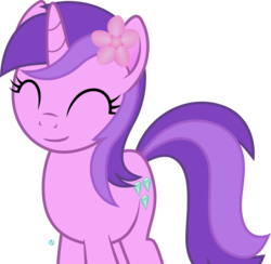 Size: 2265x2207 | Tagged: safe, artist:arifproject, amethyst star, sparkler, pony, unicorn, g4, ^^, background pony, cute, eyes closed, female, flower, flower in hair, high res, mare, simple background, smiling, solo, transparent background, vector