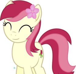 Size: 2265x2208 | Tagged: safe, artist:arifproject, roseluck, earth pony, pony, g4, ^^, cute, eyes closed, female, flower, flower in hair, high res, mare, show accurate, simple background, smiling, solo, transparent background, vector