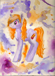 Size: 1694x2331 | Tagged: safe, artist:dreaminqheart, oc, oc only, oc:dreaming heart, pony, unicorn, female, ponysona, solo, traditional art, watercolor painting