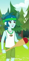 Size: 229x480 | Tagged: safe, screencap, captain planet, equestria girls, g4, my little pony equestria girls: legend of everfree, camp everfree outfits, clothes, male, paddle, shorts, solo