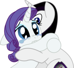 Size: 2866x2628 | Tagged: safe, artist:barrfind, rarity, oc, oc:barrfind, pony, unicorn, g4, canon x oc, consoling, couple, crying, female, high res, hug, male, rarifind, sad, shipping, simple background, straight, transparent background, vector