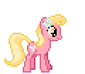 Size: 120x104 | Tagged: safe, artist:botchan-mlp, lily, lily valley, earth pony, pony, g4, animated, cute, desktop ponies, female, flower, flower in hair, gif, lilybetes, mare, pixel art, simple background, solo, sprite, standing, startled, transparent background