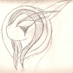 Size: 1525x1538 | Tagged: safe, artist:silversthreads, night elf, pony, crossover, daily sketch, elf ears, ponified, sketch, solo, sylvanas windrunner, traditional art, warcraft, world of warcraft