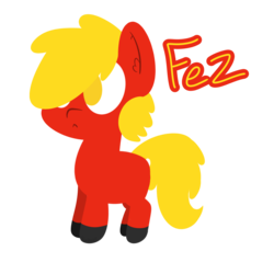 Size: 900x900 | Tagged: safe, artist:binkyt11, derpibooru exclusive, oc, oc only, oc:fezbot, earth pony, pony, chibi, hooves, lineless, male, simple background, solo, stallion, transparent background
