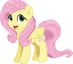 Size: 6748x5877 | Tagged: safe, artist:illumnious, artist:kp-shadowsquirrel, fluttershy, pegasus, pony, g4, absurd resolution, collaboration, cute, female, folded wings, looking at you, mare, open mouth, shading, shyabetes, simple background, sketch, smiling, solo, transparent background, vector
