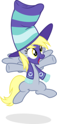 Size: 691x1485 | Tagged: safe, artist:punzil504, derpy hooves, pegasus, pony, buckball season, g4, clothes, face paint, female, hat, open mouth, scarf, simple background, solo, top hat, transparent background, vector