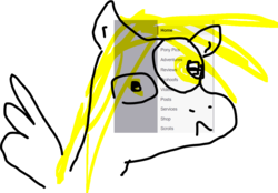 Size: 1123x783 | Tagged: safe, artist:poniplayge, derpy hooves, pegasus, pony, g4, 1000 hours in snipping tool, :<, blonde, female, solo, stylistic suck, yellow eyes