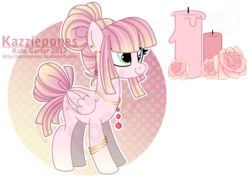 Size: 1024x735 | Tagged: safe, artist:kazziepones, oc, oc only, oc:rose wind, pegasus, pony, candle, female, mare, reference sheet, simple background, smiling, solo, transparent background