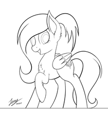 Size: 2500x2813 | Tagged: safe, artist:duskie-06, oc, oc only, oc:sabre wings, pegasus, pony, female, high res, lineart, mare, monochrome, raised hoof, solo