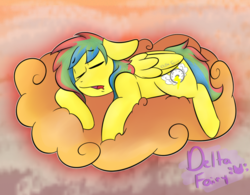 Size: 784x610 | Tagged: safe, artist:deltafairy, oc, oc only, unnamed oc, pegasus, pony, male, sleeping, solo, stallion