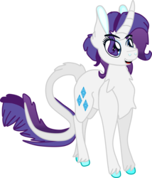 Size: 1467x1713 | Tagged: safe, artist:casanova-mew, rarity, classical unicorn, pony, unicorn, g4, curved horn, female, horn, leonine tail, simple background, solo, transparent background