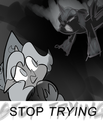 Size: 666x785 | Tagged: safe, artist:egophiliac, nightmare moon, princess luna, moonstuck, g4, angry, ask, cartographer's cap, dark woona, filly, grayscale, hat, monochrome, nightmare woon, tumblr, woona, younger