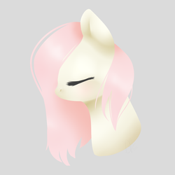 Size: 1024x1024 | Tagged: safe, artist:daringpineapple, fluttershy, g4, bust, eyes closed, female, no mouth, pink background, portrait, profile, simple background, solo