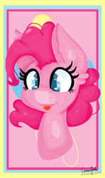 Size: 745x1260 | Tagged: safe, artist:cometsparke, pinkie pie, earth pony, pony, g4, bust, female, mare, ms paint, portrait, solo, tongue out