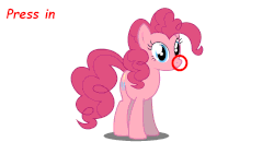 Size: 1280x720 | Tagged: dead source, safe, artist:slushnstuff, pinkie pie, earth pony, pony, g4, animated, blinking, boop, cute, female, frown, gif, interactive, looking at you, mare, nose wrinkle, raised eyebrow, raised hoof, scrunchy face, simple background, smiling, solo, surprised, white background