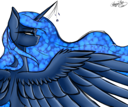 Size: 1024x853 | Tagged: safe, artist:jacksowo, artist:minelvi, princess luna, g4, collaboration, female, open collaboration, simple background, solo, spread wings, transparent background