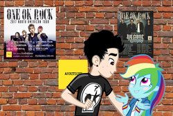 Size: 1800x1200 | Tagged: safe, artist:trungtranhaitrung, rainbow dash, equestria girls, g4, equestria girls-ified, one ok rock, poster, takahiro moriuchi, wall