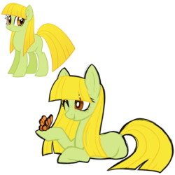 Size: 3000x3000 | Tagged: safe, artist:azure-art-wave, oc, oc only, butterfly, earth pony, pony, female, high res, mare, one eye closed, prone, simple background, solo, transparent background