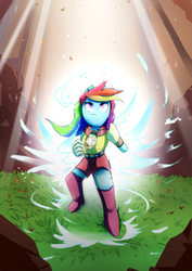 Size: 2480x3507 | Tagged: safe, artist:0ndshok, rainbow dash, anthro, plantigrade anthro, g4, clothes, female, high res, looking at something, solo