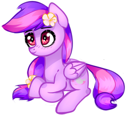 Size: 813x745 | Tagged: safe, artist:astralblues, oc, oc only, oc:moonlight blossom, pegasus, pony, female, mare, prone, simple background, solo, white background