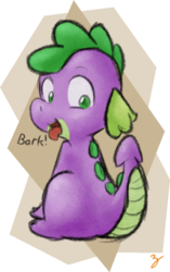 Size: 489x780 | Tagged: safe, artist:zutcha, spike, dragon, g4, barking, behaving like a dog, cute, looking back, male, open mouth, simple background, sitting, smiling, solo, spikabetes, tongue out, transparent background