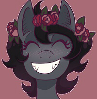 Size: 200x203 | Tagged: safe, artist:zenikinder, oc, oc only, earth pony, pony, bust, female, floral head wreath, flower, mare, portrait, smiling, solo