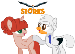 Size: 1580x1152 | Tagged: safe, artist:mixelfangirl100, pony, crossover, ponified, simple background, storks, transparent background