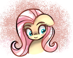 Size: 550x439 | Tagged: safe, artist:xdashrainbow, fluttershy, g4, blushing, bust, cute, female, floppy ears, looking away, looking down, portrait, shyabetes, simple background, solo
