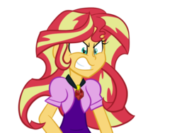 Size: 600x450 | Tagged: dead source, safe, artist:wubcakeva, adagio dazzle, sunset shimmer, equestria girls, g4, angry, clothes swap, female, simple background, solo, transparent background