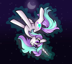 Size: 1245x1117 | Tagged: safe, artist:biskhuit, oc, oc only, pony, unicorn, female, levitation, magic, mare, night, self-levitation, solo, telekinesis