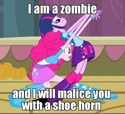 Size: 894x818 | Tagged: safe, edit, edited screencap, screencap, pinkie pie, twilight sparkle, equestria girls, g4, my little pony equestria girls, backpack, balloon, bracelet, caption, clothes, ed edd n eddy, eyes on the prize, image macro, jewelry, leg warmers, looking at butt, meme, one of the animators actually made this, out of context, personal space invasion, shoes, skirt, the good ol' ed