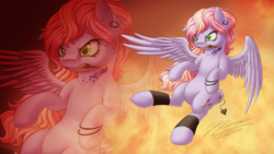 Size: 1024x576 | Tagged: safe, artist:novaintellus, oc, oc only, oc:paint palette, pegasus, pony, flying, mouth hold, paintbrush, solo, zoom layer