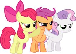 Size: 4893x3510 | Tagged: safe, artist:ironm17, apple bloom, scootaloo, sweetie belle, flight to the finish, g4, absurd resolution, cutie mark crusaders, evil smile, grin, simple background, smiling, transparent background, vector