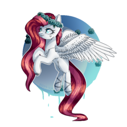 Size: 705x701 | Tagged: safe, artist:rappy-yum, oc, oc only, oc:rose lady, pegasus, pony, abstract background, female, floral head wreath, flower, mare, simple background, solo, transparent background