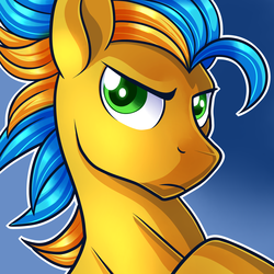 Size: 2000x2000 | Tagged: safe, artist:xwhitedreamsx, oc, oc only, oc:freeze frame, pony, commission, gradient background, green eyes, high res, looking at you, male, serious, serious face, solo, stallion