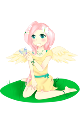 Size: 2000x3000 | Tagged: safe, artist:celeslun03, fluttershy, human, g4, female, high res, humanized, simple background, solo, transparent background, winged humanization, wings