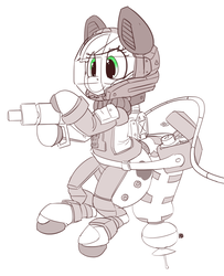 Size: 1280x1574 | Tagged: safe, artist:pabbley, applejack, earth pony, pony, g4, astronaut, female, monochrome, partial color, simple background, solo, spacesuit, white background