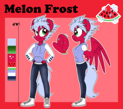 Size: 1200x1061 | Tagged: safe, artist:dativyrose, oc, oc only, oc:melon frost, anthro, plantigrade anthro, anthro oc, clothes, converse, ear piercing, female, hoodie, lip piercing, piercing, reference sheet, shoes, solo