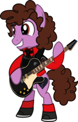 Size: 821x1274 | Tagged: safe, artist:lightningbolt, derpibooru exclusive, part of a set, earth pony, pony, g4, .svg available, armband, bipedal, clothes, curly mane, emo, guitar, guitar pick, guitar strap, hoof hold, male, musical instrument, my chemical romance, necktie, ponified, ray toro, shirt, shoes, show accurate, simple background, smiling, socks, solo, stallion, svg, three cheers for sweet revenge, transparent background, undershirt, vector, vest