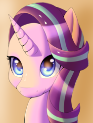 Size: 1500x2000 | Tagged: safe, artist:suziouwabami, starlight glimmer, pony, unicorn, g4, cute, dawn, female, food, orange, smiling, solo, sun, sunset