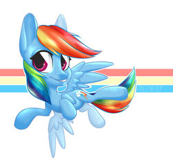 Size: 1024x975 | Tagged: safe, artist:hollybright, rainbow dash, g4, female, flying, smiling, solo