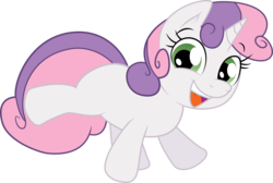 Size: 4009x2700 | Tagged: safe, artist:illumnious, artist:joey darkmeat, sweetie belle, pony, unicorn, g4, .ai available, blank flank, cute, female, filly, high res, looking at you, simple background, smiling, solo, transparent background, vector