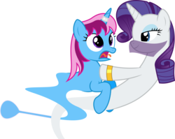 Size: 8024x6400 | Tagged: safe, artist:parclytaxel, rarity, oc, oc:parcly taxel, alicorn, genie, genie pony, pony, ain't never had friends like us, albumin flask, ask generous genie rarity, g4, .svg available, absurd resolution, alicorn oc, armband, bedroom eyes, canon x oc, female, floating, horn, horn ring, lesbian, parity, shipping, simple background, startled, surprised, tangled up, tongue out, transparent background, vector, veil