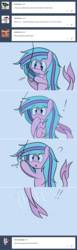 Size: 1280x4159 | Tagged: safe, artist:hummingway, oc, oc only, oc:swirly shells, merpony, ask-humming-way, exclamation point, fishing hook, high res, hook, question mark, simple background, tumblr, tumblr comic, underwater