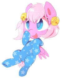 Size: 498x621 | Tagged: safe, artist:sorasku, oc, oc only, pegasus, pony, colored pupils, female, filly, footed sleeper, heart eyes, onesie, simple background, solo, transparent background, wingding eyes