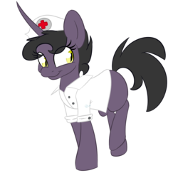 Size: 1000x1000 | Tagged: safe, artist:chibadeer, oc, oc only, oc:kara, pony, unicorn, female, mare, nurse outfit, simple background, solo, transparent background